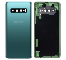 Задняя крышка для Samsung S10/ SM-G973 (со стеклом камеры) (LOGO) (зеленый)