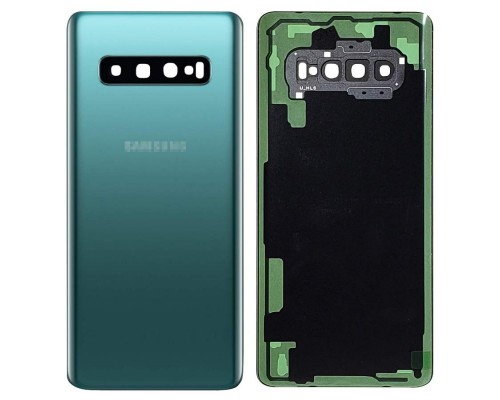 Задняя крышка для Samsung S10/ SM-G973 (со стеклом камеры) (LOGO) (зеленый) - замена от 30 минут!