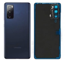 Задняя крышка для Samsung S20 FE/ SM-G780 (со стеклом камеры) (LOGO) (темно-синий)
