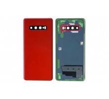 Задняя крышка для Samsung S10 Plus/ SM-G975 (со стеклом камеры) (LOGO) (красный)