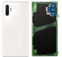 Задняя крышка для Samsung Note 10 Plus/ SM-N975 (со стеклом камеры) (LOGO) (белый)