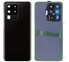 Задняя крышка для Samsung S20 Ultra/ SM-G988 (со стеклом камеры) (LOGO) (черный)