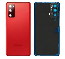 Задняя крышка для Samsung S20 FE/ SM-G780 (со стеклом камеры) (LOGO) (красный)