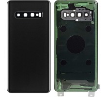 Задняя крышка для Samsung S10/ SM-G973 (со стеклом камеры) (LOGO) (черный)