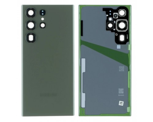 Задняя крышка для Samsung S23 Ultra/ SM-S918 (со стеклом камеры) (LOGO) (зеленый) - замена от 30 минут!