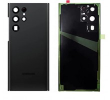 Задняя крышка для Samsung S22 Ultra/ SM-S908 (со стеклом камеры) (LOGO) (черный)