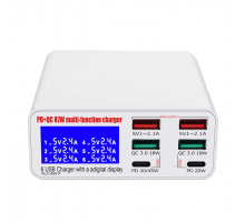 Зарядная станция WLX Charge Expert 896P/ 4*USB + 2*PD/ 87W/ Fast Charge QC3.0/ 5V-9V-12V-15V-20V/ 3A