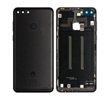 Задняя крышка для Huawei Y9 2018 (SP OR100%) (стекло кам+скан отпеч пальц) (черный)