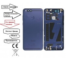 Задняя крышка для Huawei Honor 7X/ BND-L21 (SP OR100%) (стекло кам+скан отпеч пальц) (синий)