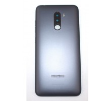 Задняя крышка для Xiaomi Pocophone F1 (со стеклом камеры) (LOGO) (серый)