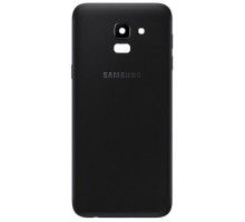 Задняя крышка для Samsung J6 2018/ SM-J600 (со стеклом камеры) (LOGO) (черный)