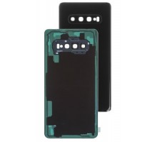 Задняя крышка для Samsung S10 Plus/ SM-G975 (со стеклом камеры) (LOGO) (черный)