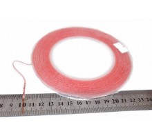 Скотч 1,5мм двухсторонний прозрачный, клейкая лента (красная)